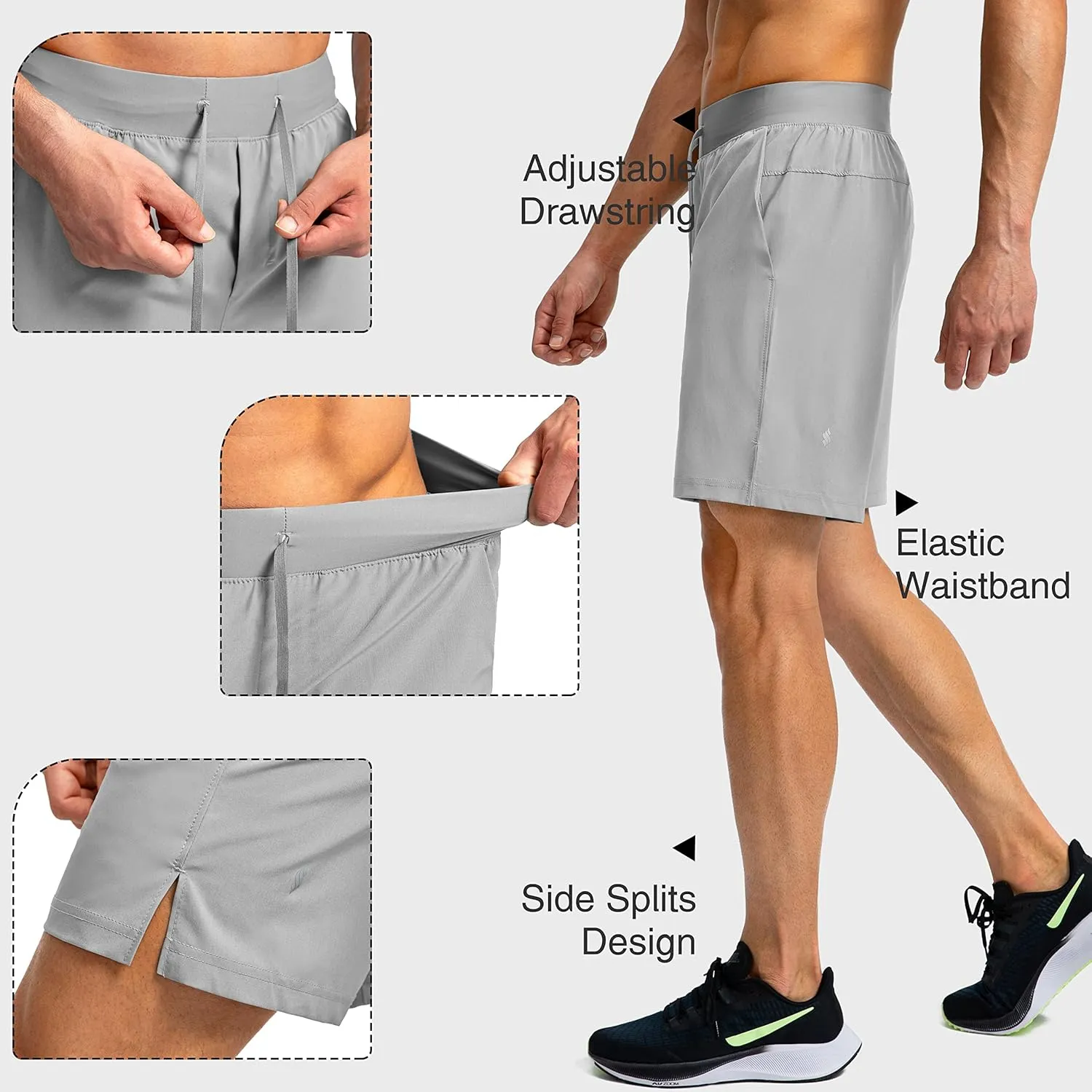 Men's Running Shorts with Zipper Pockets 7"/ 5" / 9" Lightweight Quick Dry Basketball Gym Workout Athletic Shorts for Men