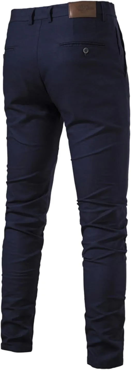 Men's Skinny-Fit Casual Stretch Chino Pant Classic Fit Flat Front Dress Pants Slim Fit Slacks Tapered Trousers
