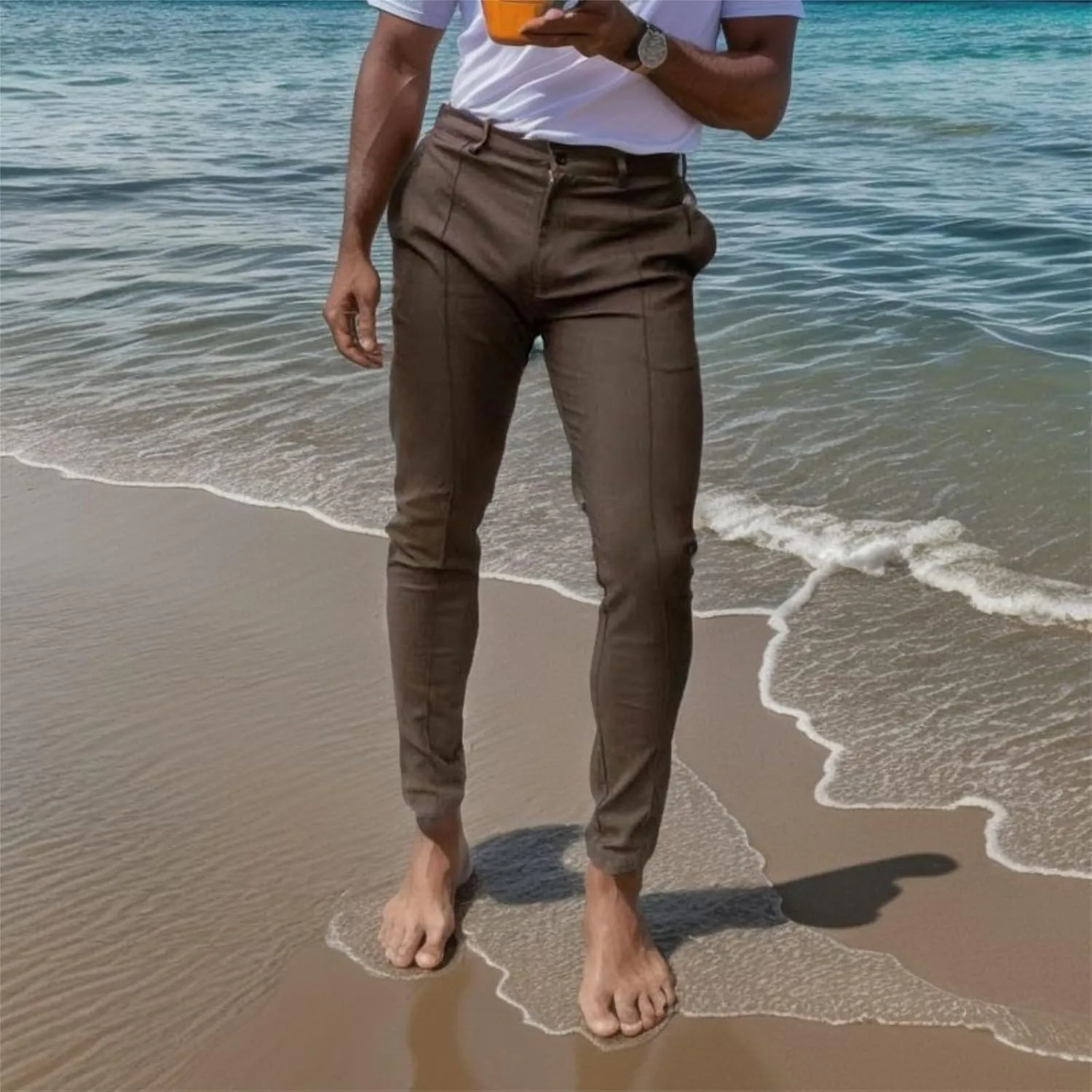 Mens Slim Fit Casual Pants with Pockets Skinny Stretch Tapered Chino Pant Straight Leg Business Dress Trousers for Men