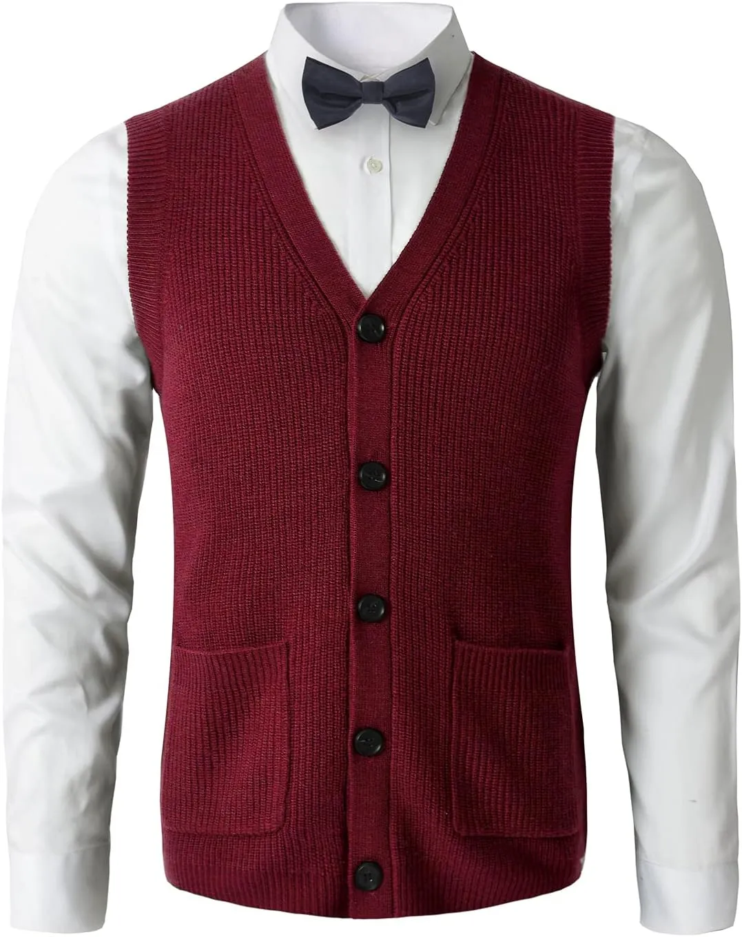 Men's Sweater Vest V-Neck Sleeveless Knitted Button Cardigan DXL Big and Tall Vest