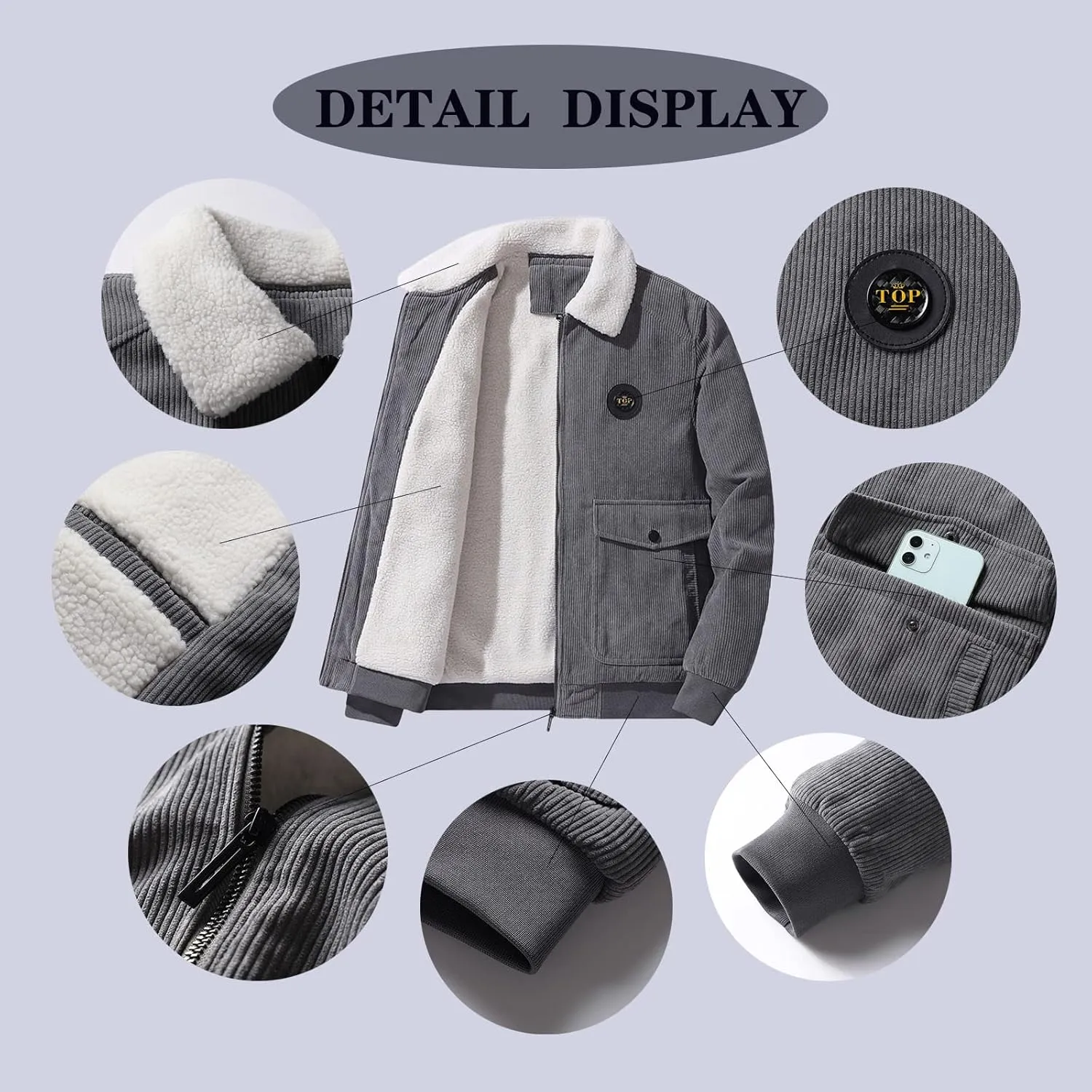 Men's Winter Casual Jacket Men's Winter Cashmere Coat Men's Cashmere Thickened Jacket Cotton Padded Jacket