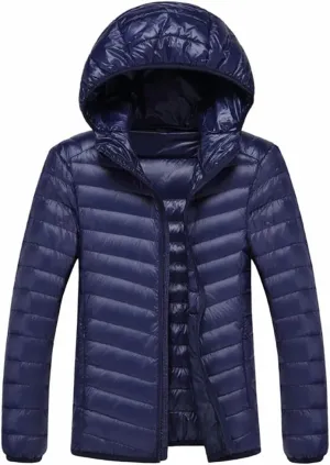Men's Winter Down Coats Ultra Light Down Jacket Lightweight Feather Hooded Warm Portable Coat