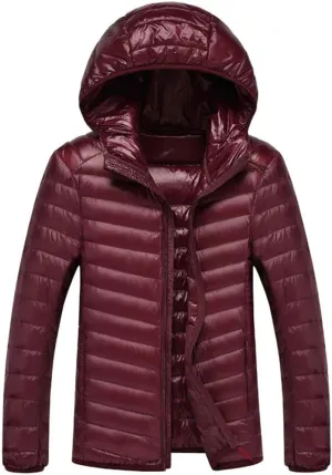 Men's Winter Down Coats Ultra Light Down Jacket Lightweight Feather Hooded Warm Portable Coat