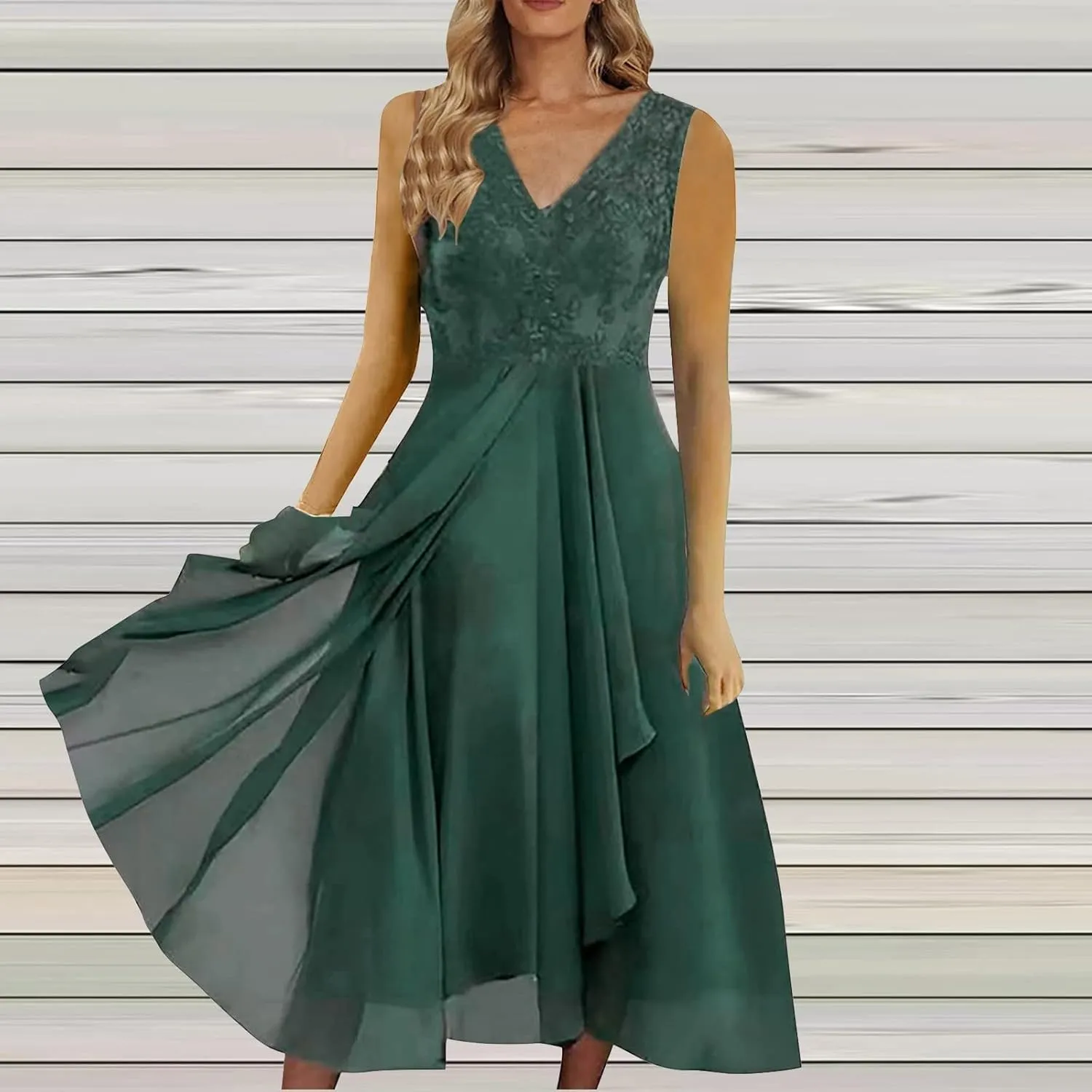 Mother of The Groom Dresses for Wedding Lace Appliques Short Sleeves High Low Crew Neck Chiffon Formal Evening Dress