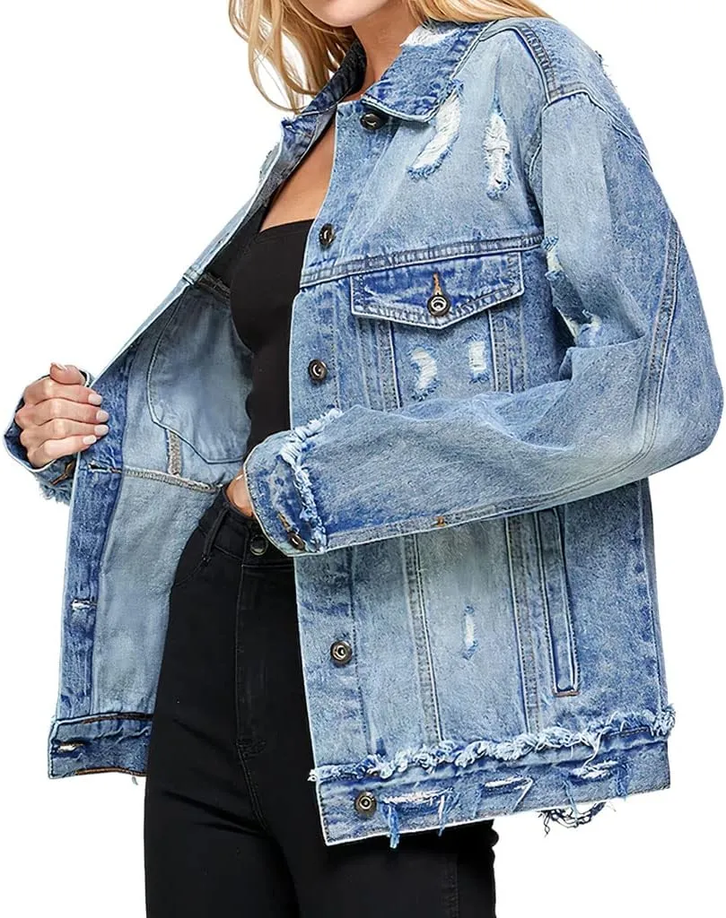 Mushrooms Women's Oversized Denim Jacket - Unique Ladies Denim Jacket - Cool Denim Jacket