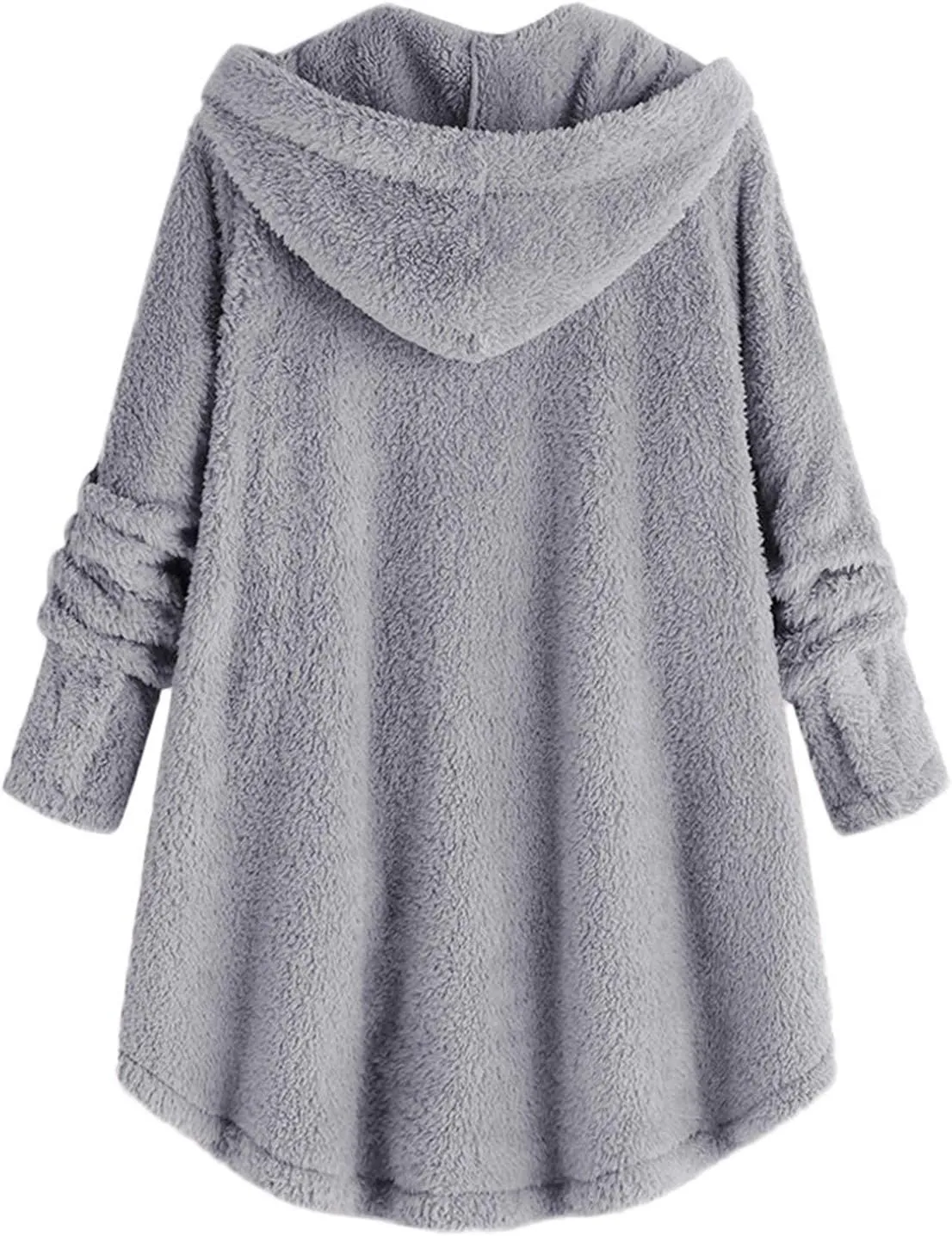 Muyise Oversized Warm Winter Coats for Women Sherpa Jacket Fuzzy Fleece Pullover Hoodie Button Down Outwear Coat with Pockets