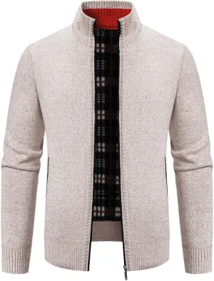 Mylldey Mens Sweater Cardigan Full Zip Knitted Long Sleeve Sweaters Men Workout Outfits