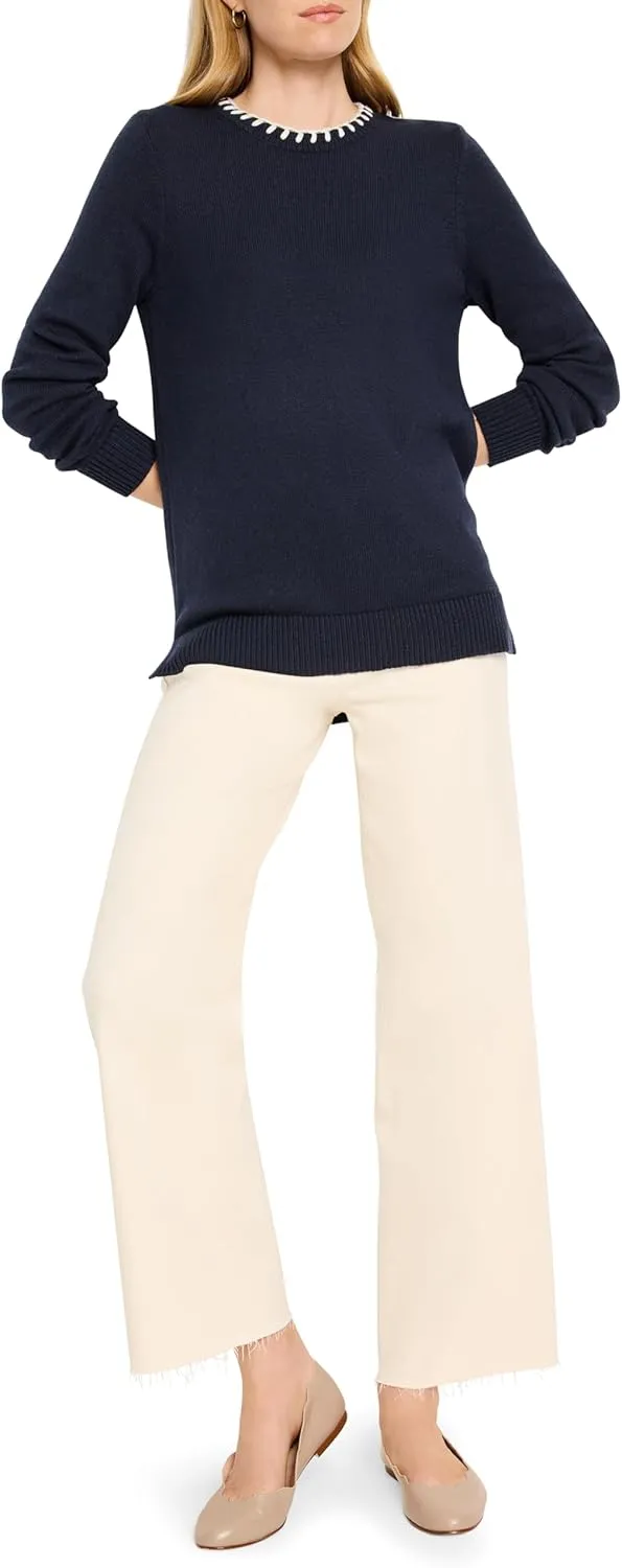 NIC ZOE Women's Cotton Cashmere Blanket Stitch Sweater