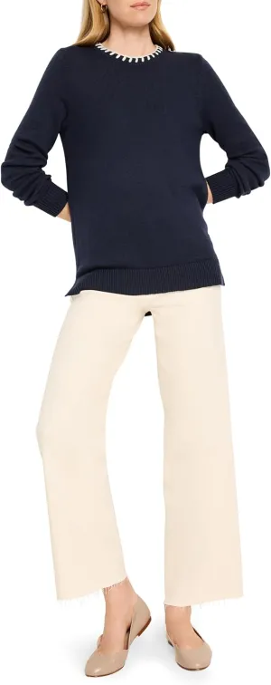 NIC ZOE Women's Cotton Cashmere Blanket Stitch Sweater