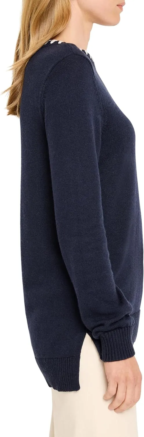 NIC ZOE Women's Cotton Cashmere Blanket Stitch Sweater