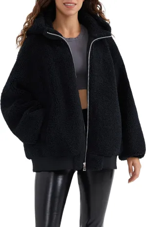Orolay Women's Sherpa Fleece Jacket Oversized Full-Zip Hoodie Outwear Coat