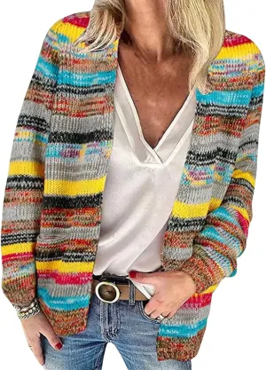 Oversized Rainbow Sweaters Cardigan for Women Basic y2k Vintage Sweater Halloween Colorful Wedding Guest Tops