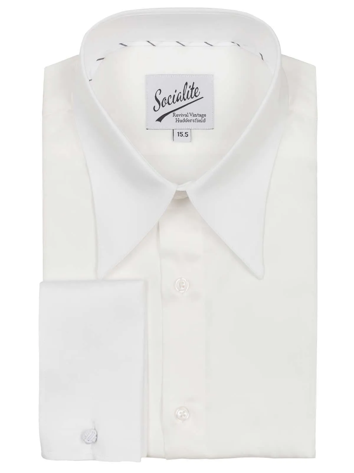 Pearl White Socialite Deluxe Spearpoint Collar Shirt