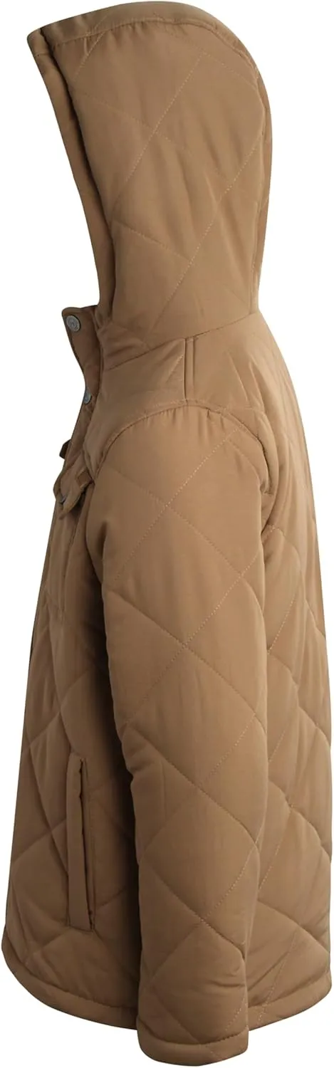 Perry Ellis Boys' Winter Jacket - Suede Microber Quilted Jacket with Hood - Warm Insulated Outerwear Jacket for Boys (8-18)