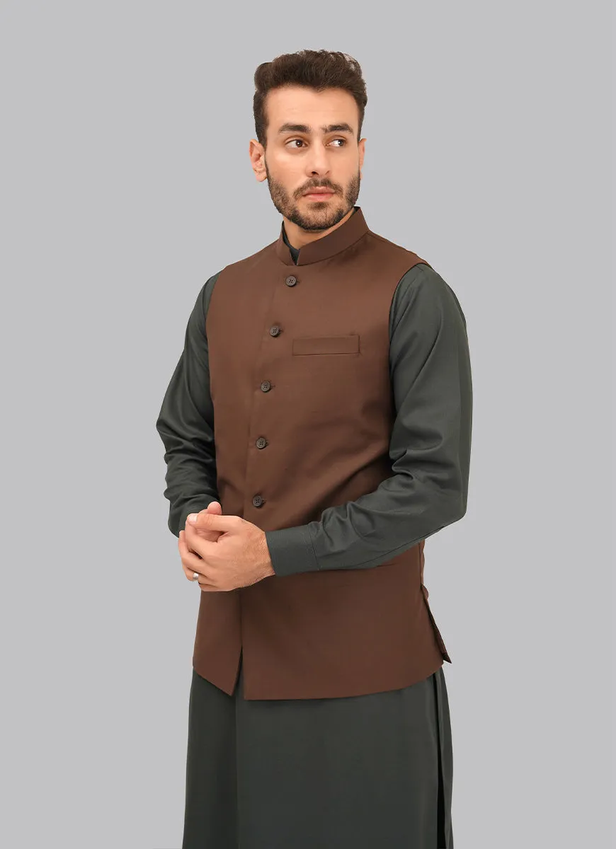 Plain Chocolate Brown Waist Coat