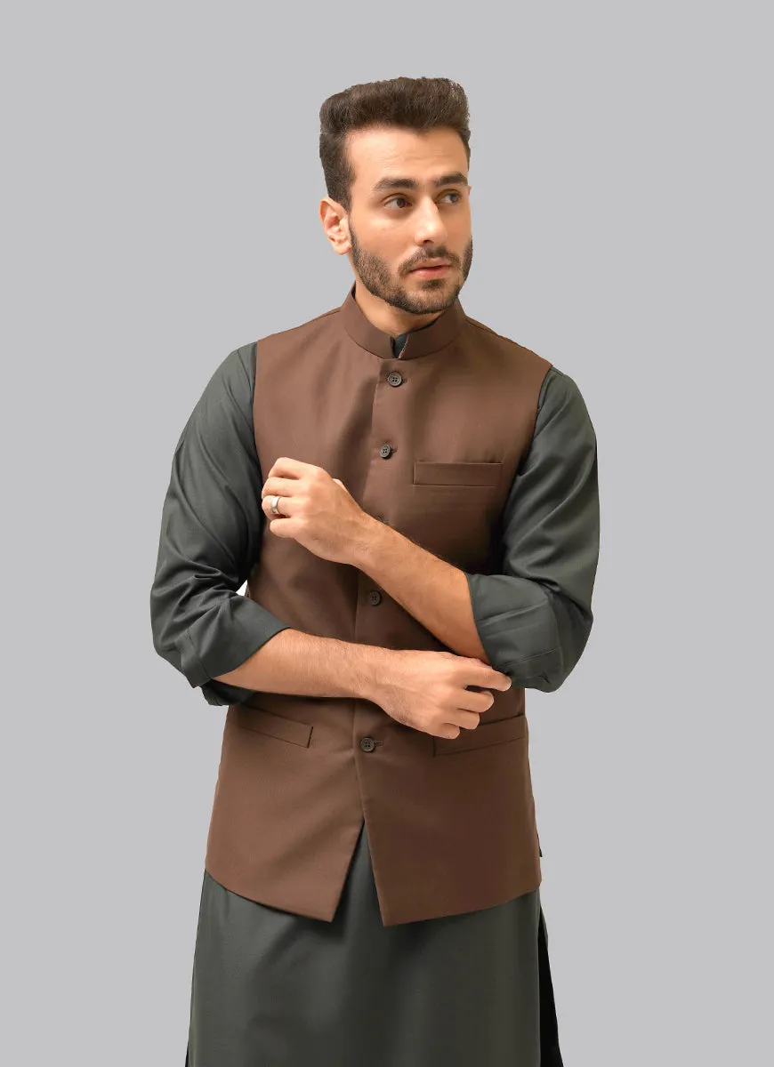 Plain Chocolate Brown Waist Coat