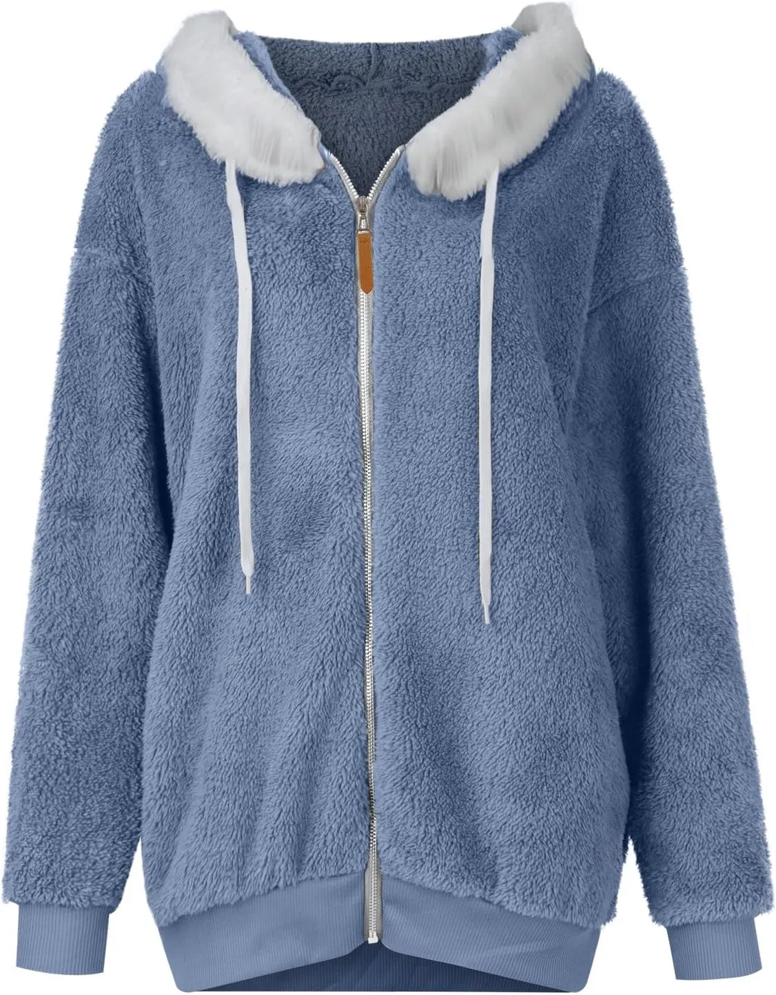 Plus Size Winter Coats for Women Oversized Full Zip Fleece Jacket Baggy Casual Drawstring Fuzzy Warm Jackets w/Pocket