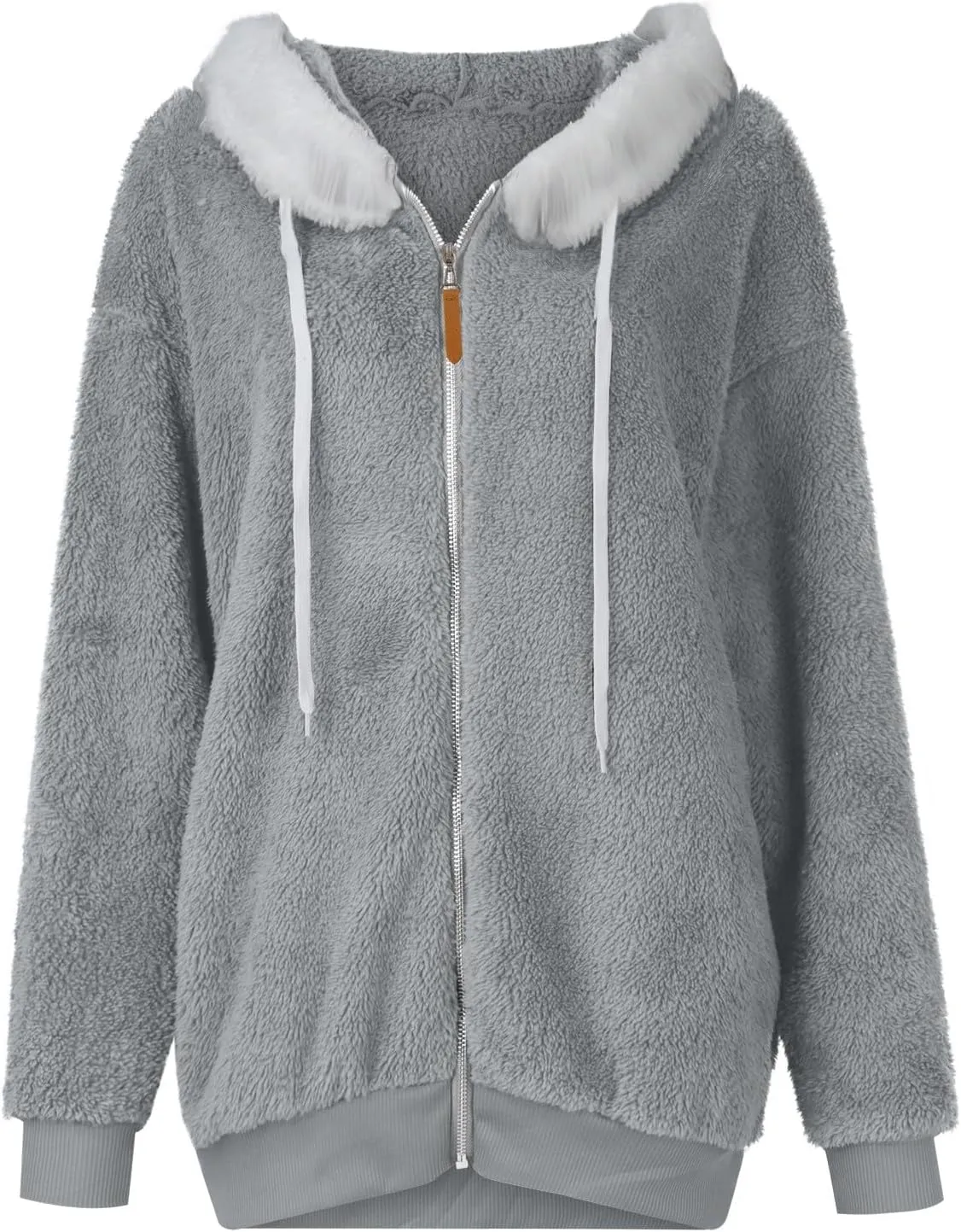 Plus Size Winter Coats for Women Oversized Full Zip Fleece Jacket Baggy Casual Drawstring Fuzzy Warm Jackets w/Pocket