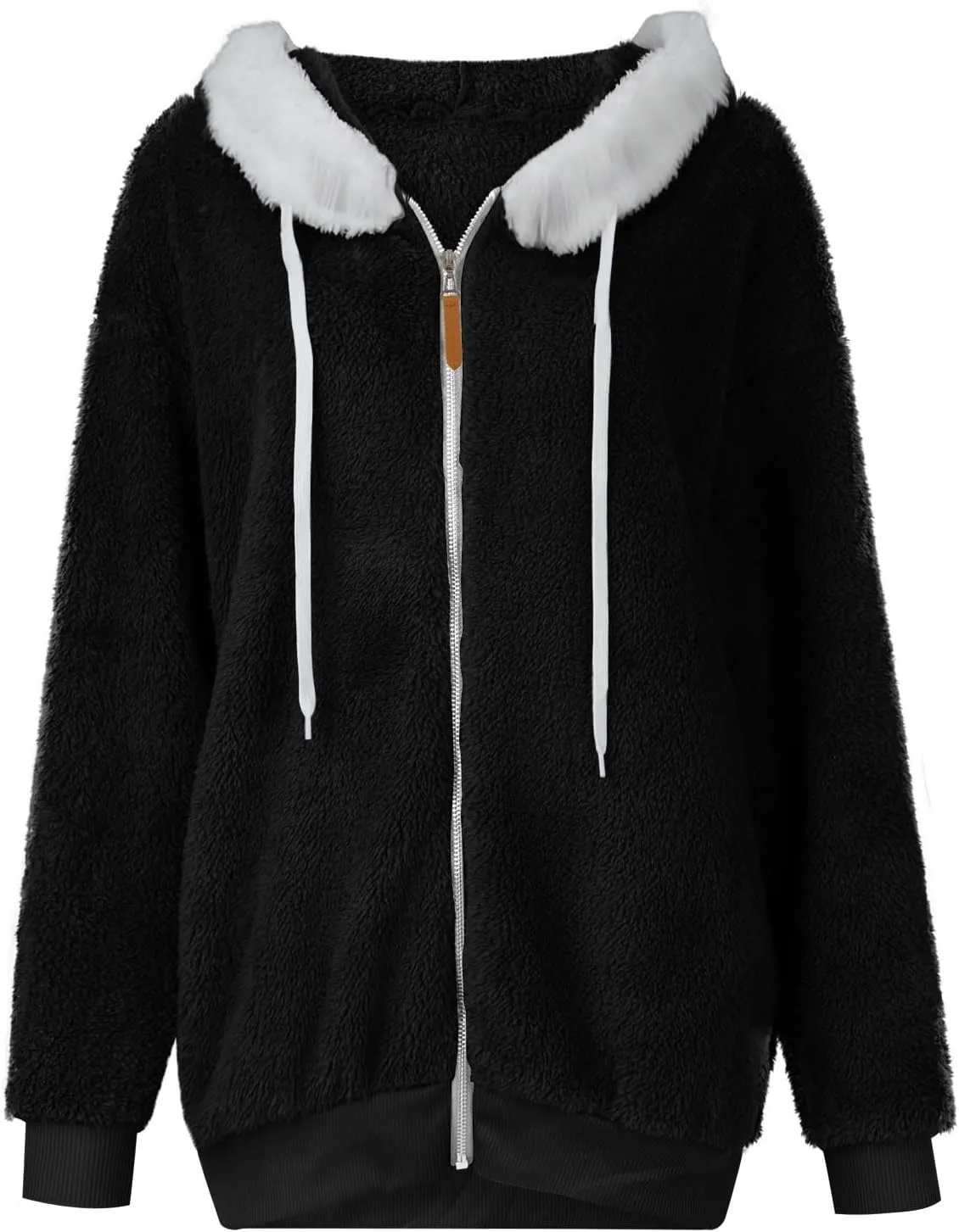 Plus Size Winter Coats for Women Oversized Full Zip Fleece Jacket Baggy Casual Drawstring Fuzzy Warm Jackets w/Pocket