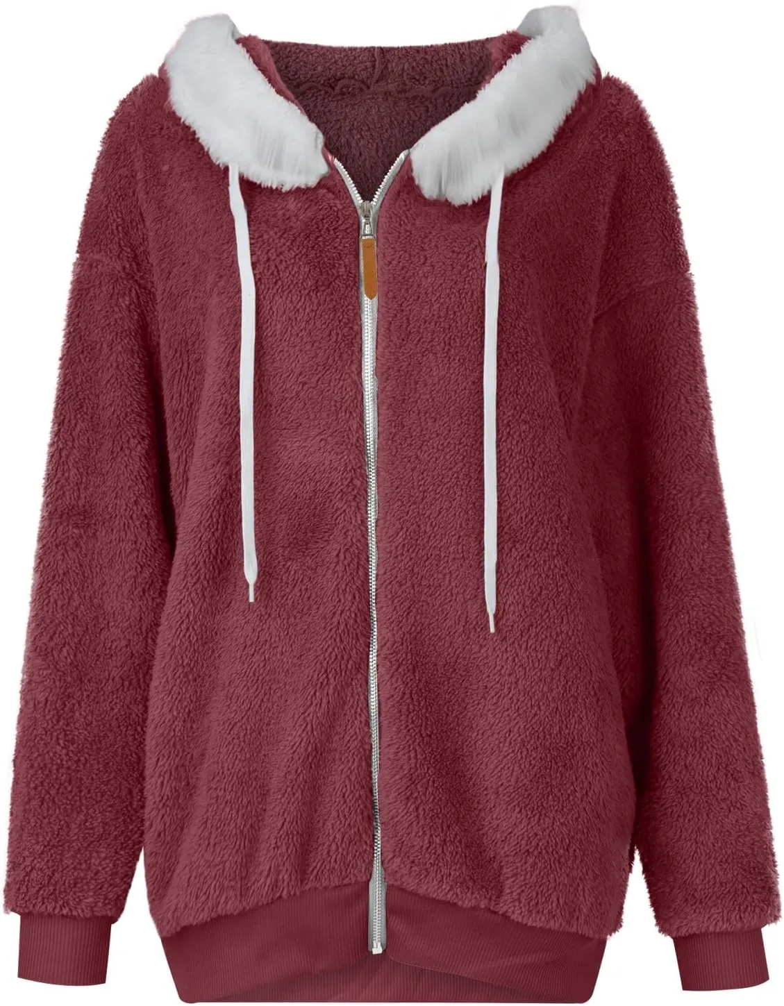 Plus Size Winter Coats for Women Oversized Full Zip Fleece Jacket Baggy Casual Drawstring Fuzzy Warm Jackets w/Pocket