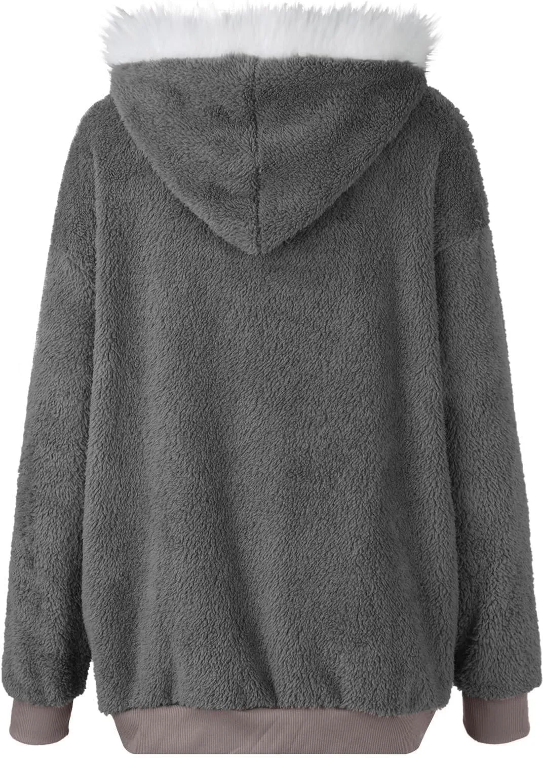Plus Size Winter Coats for Women Oversized Full Zip Fleece Jacket Baggy Casual Drawstring Fuzzy Warm Jackets w/Pocket