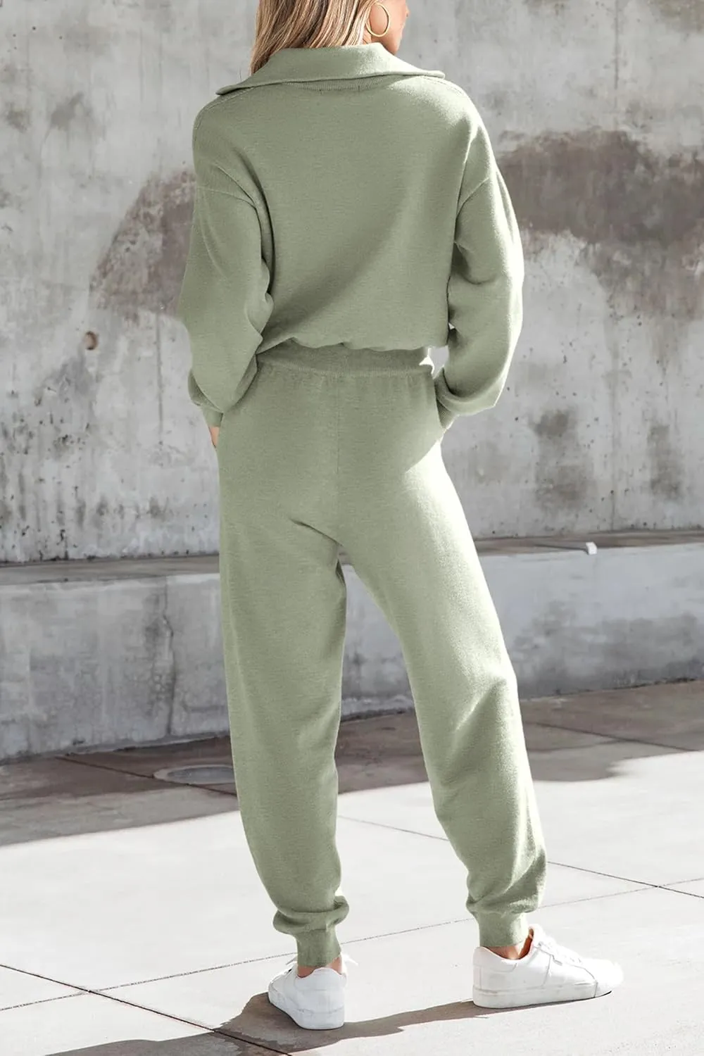 PRETTYGARDEN Women's 2 Piece Sweater Set Pullover Zip Up Sweatshirt Jogger Sweatpants Tracksuit Casual Outfit