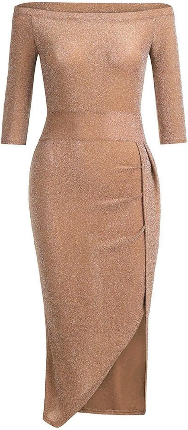 Prom Dresses for Women 2025 Elegant Classy Sequin Spring Strapless High Slit Hem Midi Cocktail Wedding Guest Dresses