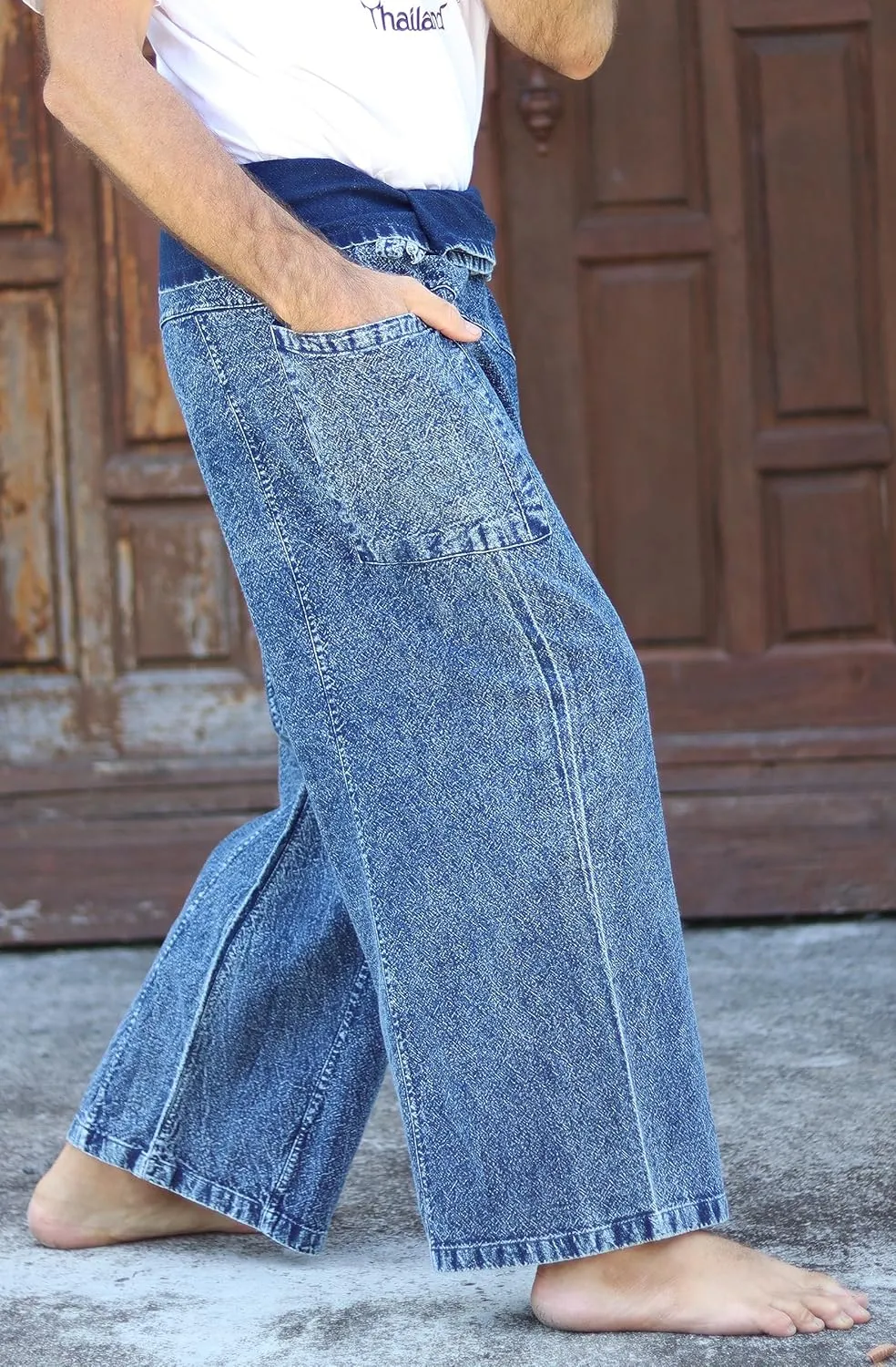 RaanPahMuang Thai Fisherman Pants Men/Women, Loose Yoga, Pirate, Harem Pants, 100% Cotton, Unisex Kimono Pants