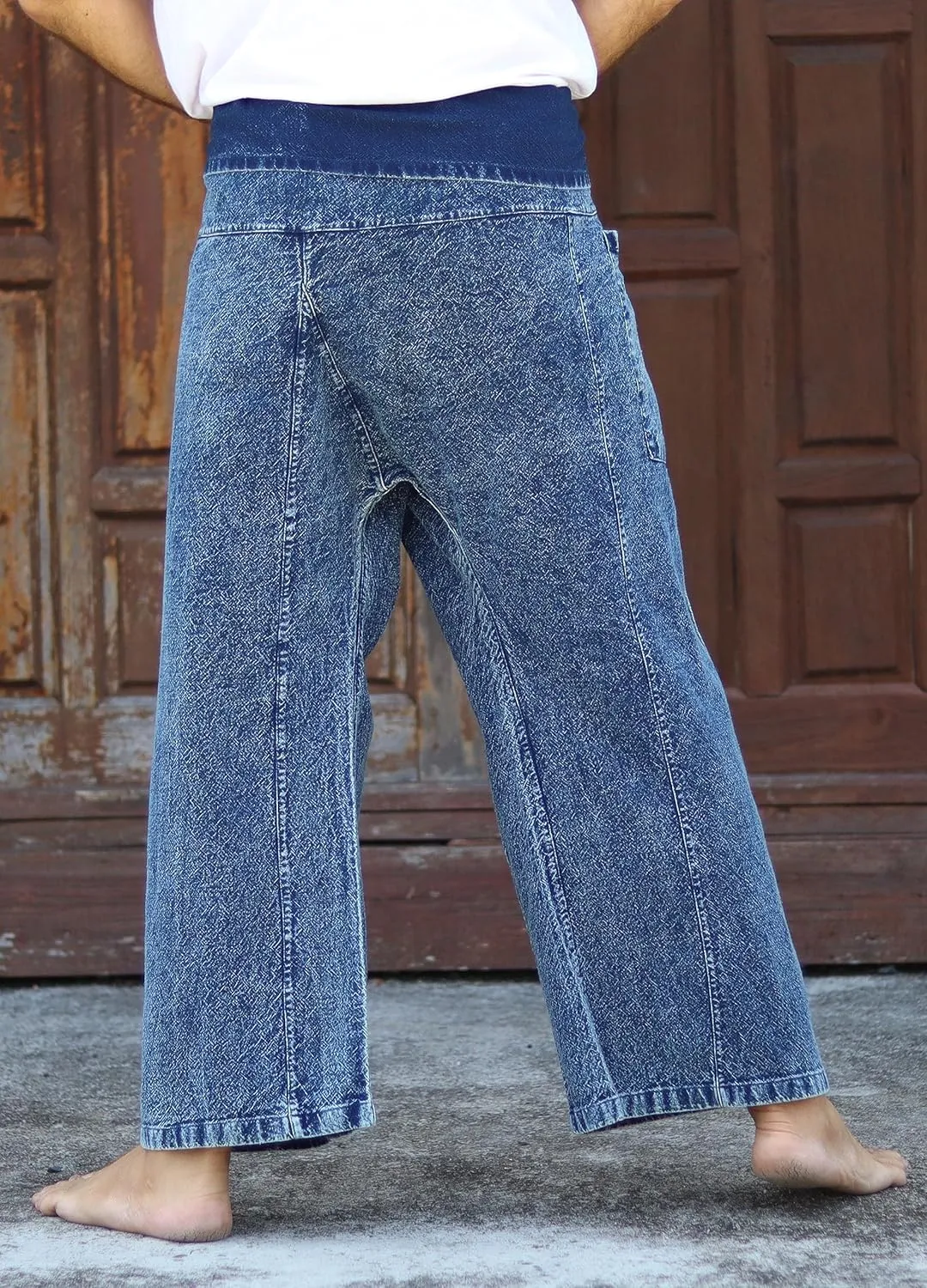 RaanPahMuang Thai Fisherman Pants Men/Women, Loose Yoga, Pirate, Harem Pants, 100% Cotton, Unisex Kimono Pants