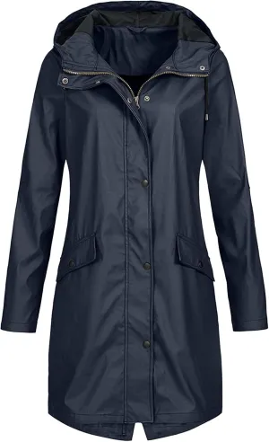 Raincoats for Women Waterproof Long Hooded Rain Jacket Fall Winter Windbreaker Travel Hiking Trench Coats Outerwear