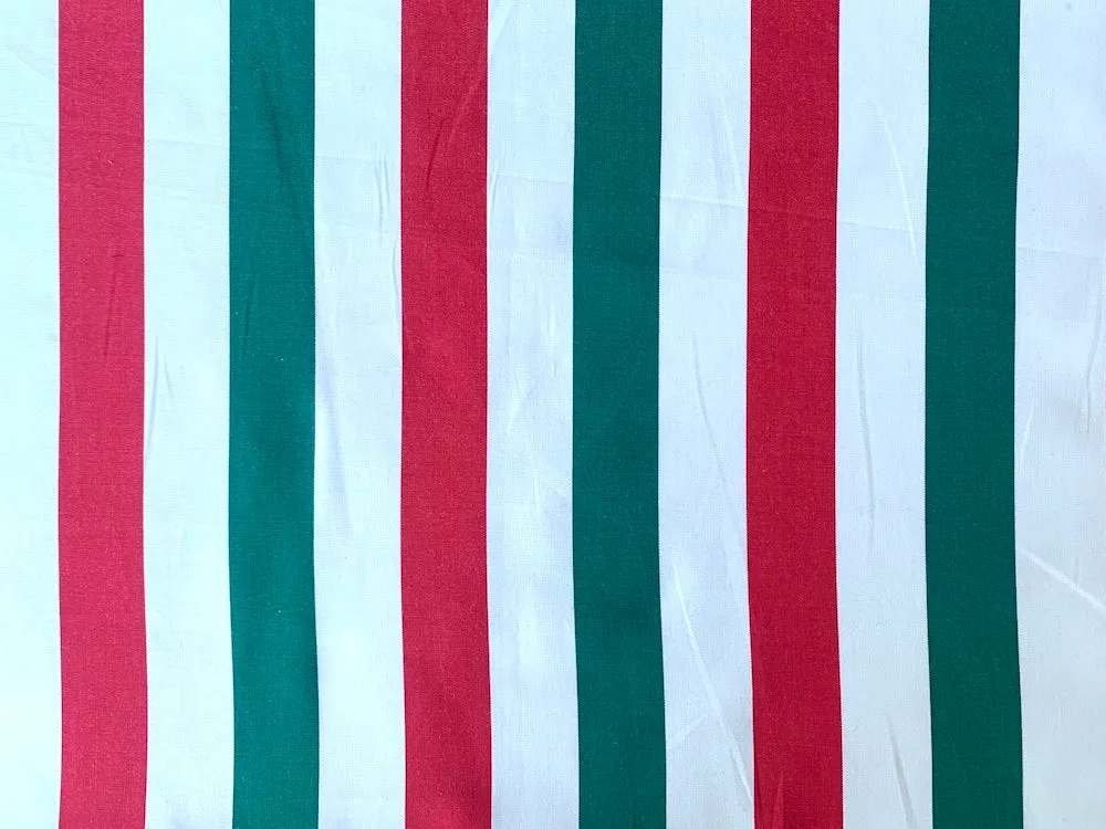 Red, Green & White Striped Fine Cotton Poplin Shirting (Made in Japan)