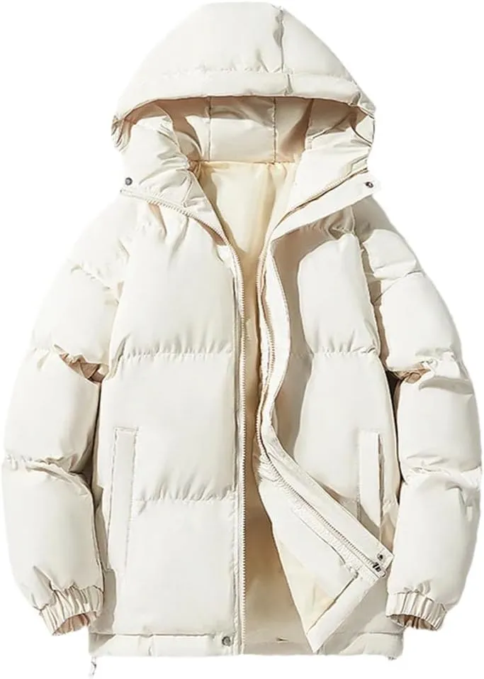 REHJJDFD Men's Warm Jacket Cotton Padded Jacket Casual Sports Jacket Men's Hooded Warm Thick Parkas