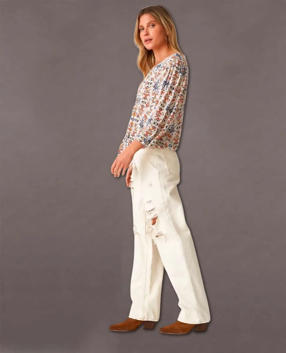 Restocked Bohemian Tie Front Blouse