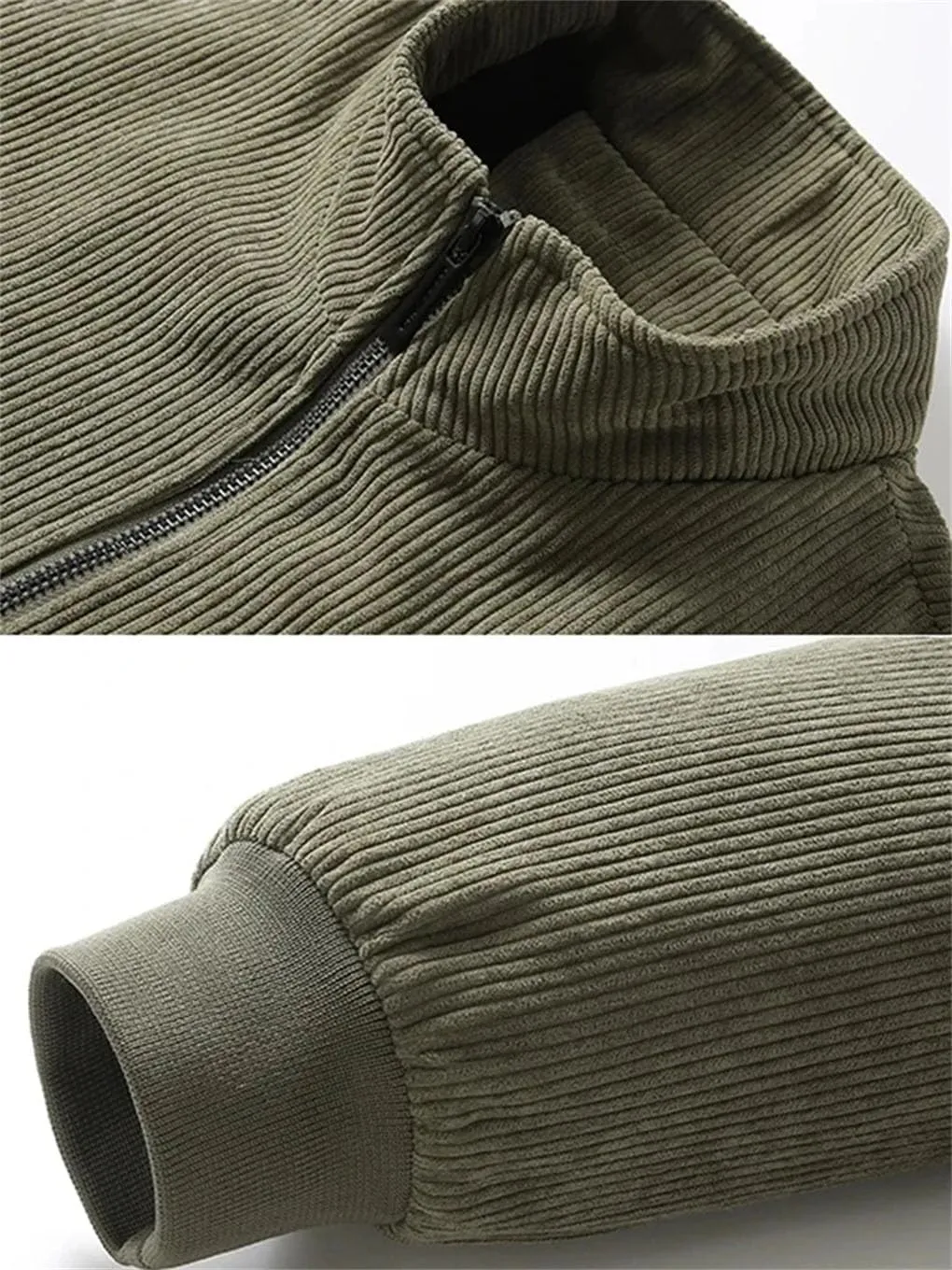 Rfmfkkg Men'S Cotton-Padded Jacket Full Zipper Corduroy Cotton-Padded Jacket Thick Warm Coat Jacket