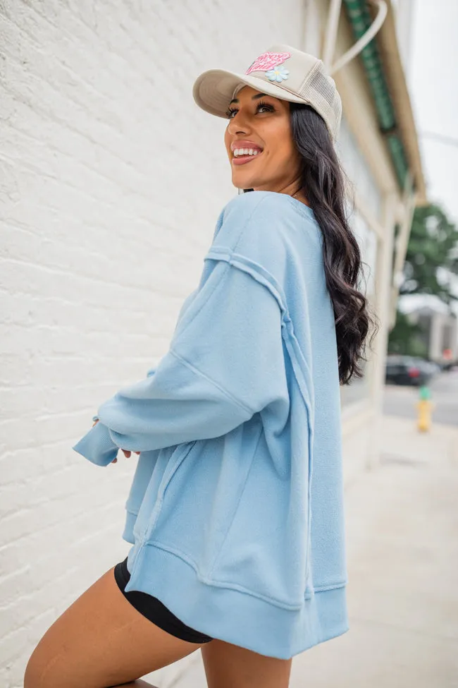 Scouted Out Blue Oversized Fleece Sweatshirt FINAL SALE