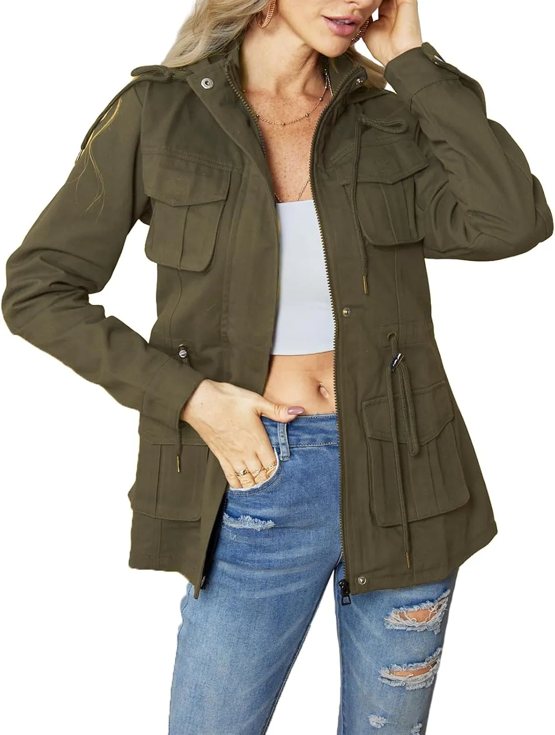 sexycherry Casual Jackets for Women Long Sleeve Lightweight Outwear Bomber Coats with Pockets