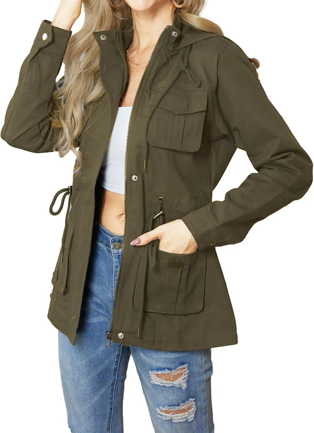 sexycherry Casual Jackets for Women Long Sleeve Lightweight Outwear Bomber Coats with Pockets