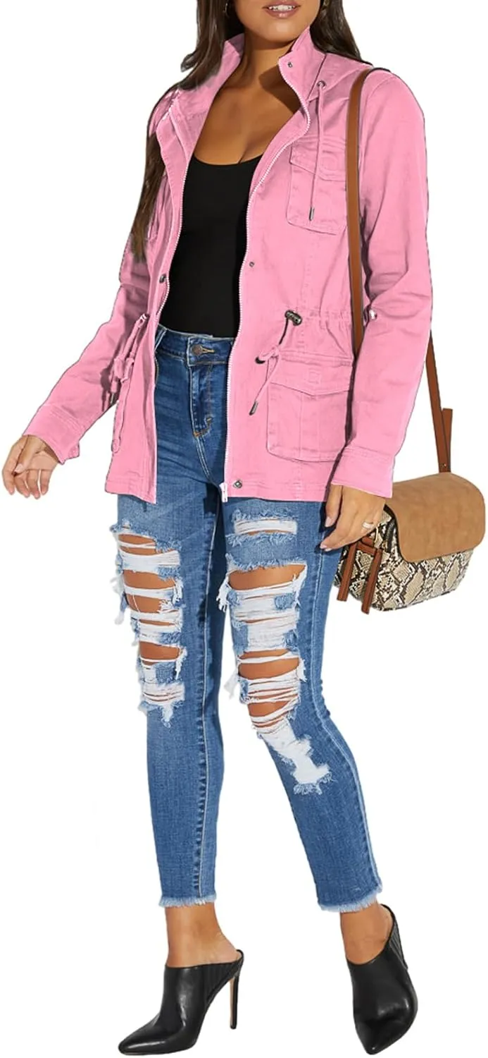 sexycherry Casual Jackets for Women Long Sleeve Lightweight Outwear Bomber Coats with Pockets