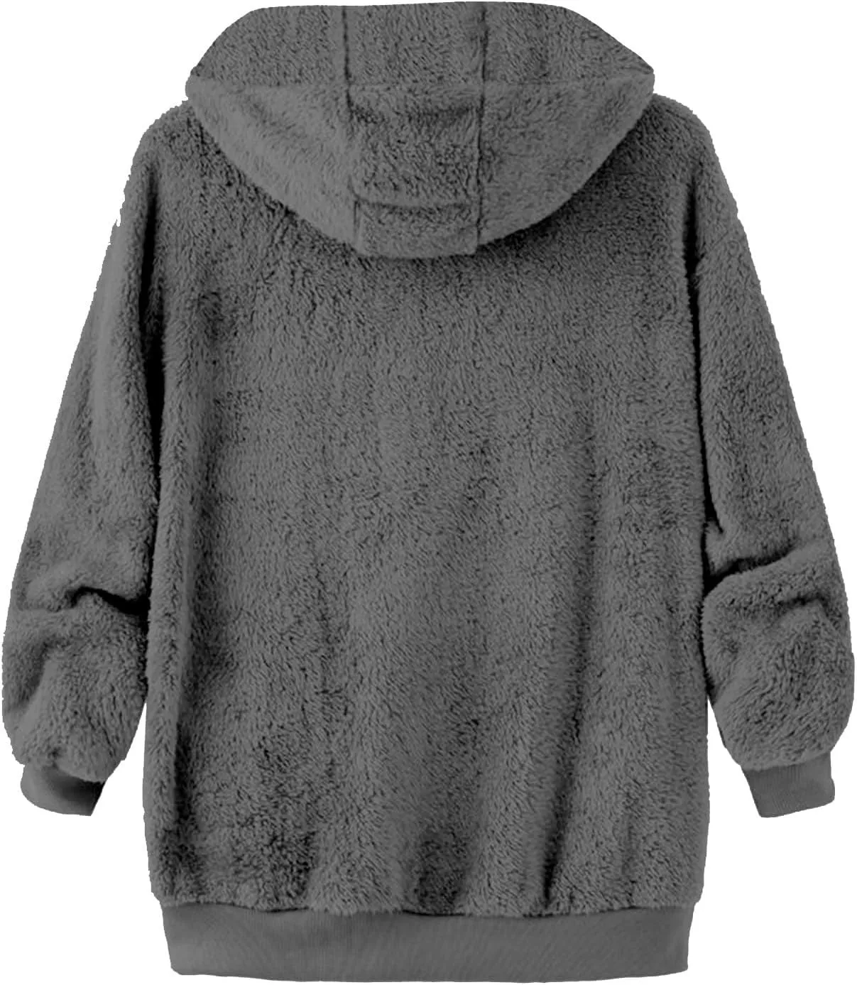 Sherpa Fleece Jacket For Women Full Zip Oversized Long Sleeve Hooded Fuzzy Cardigan Coat Fashion Winter Outwear
