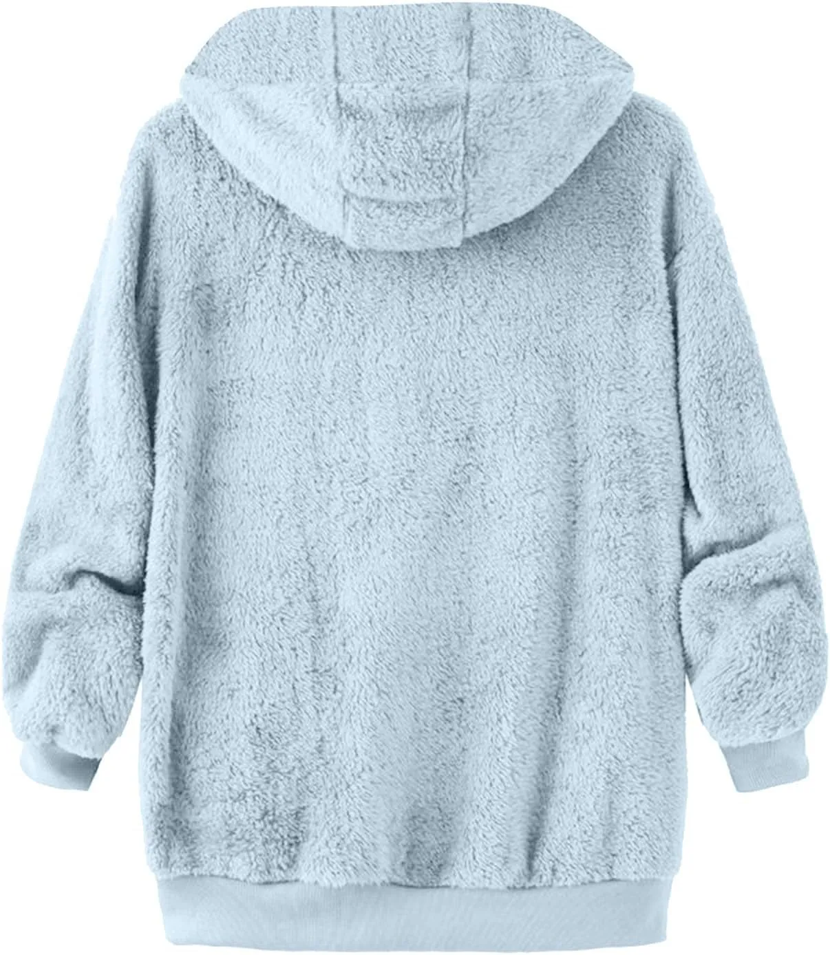 Sherpa Fleece Jacket For Women Full Zip Oversized Long Sleeve Hooded Fuzzy Cardigan Coat Fashion Winter Outwear