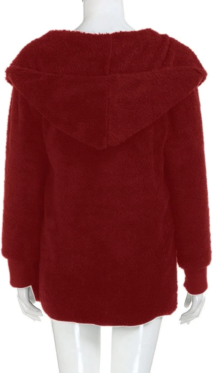 Sherpa Jacket Women Fuzzy Long Sleeve Open Front Hooded Cardigans Hoodies Shaggy Fleece Jackets Winter Faux Fur Coat