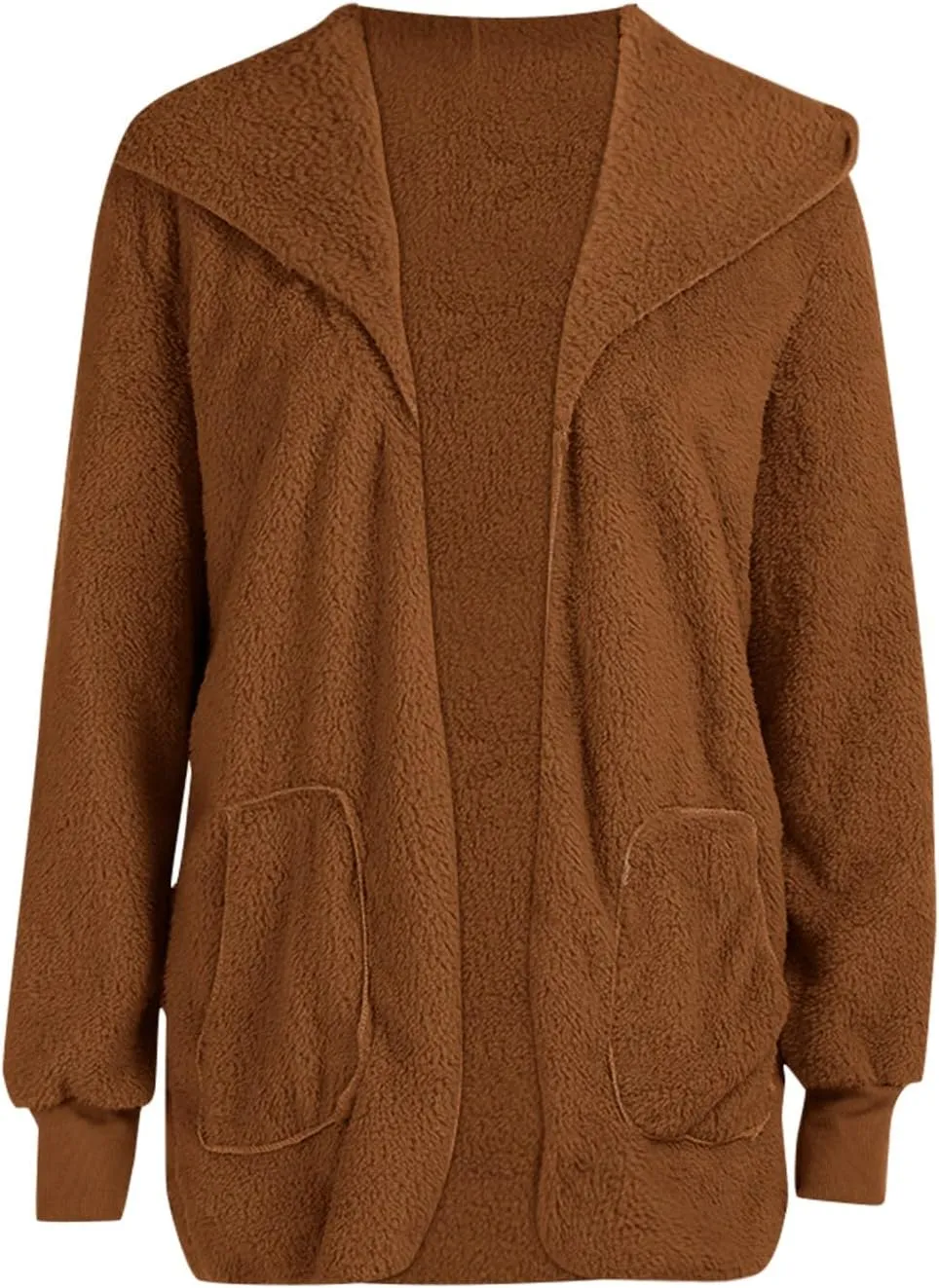 Sherpa Jacket Women Fuzzy Long Sleeve Open Front Hooded Cardigans Hoodies Shaggy Fleece Jackets Winter Faux Fur Coat