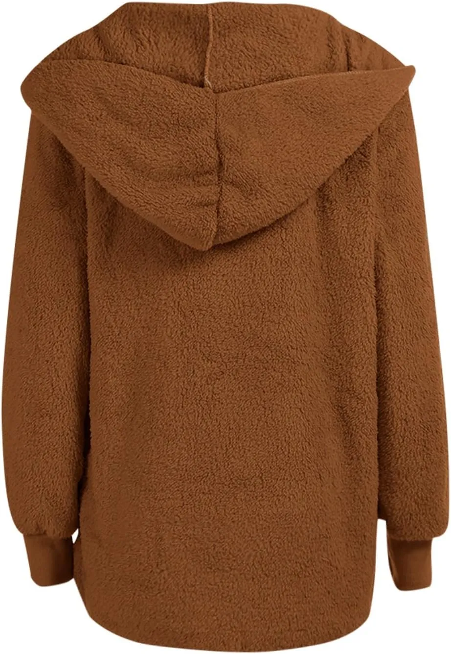 Sherpa Jacket Women Fuzzy Long Sleeve Open Front Hooded Cardigans Hoodies Shaggy Fleece Jackets Winter Faux Fur Coat