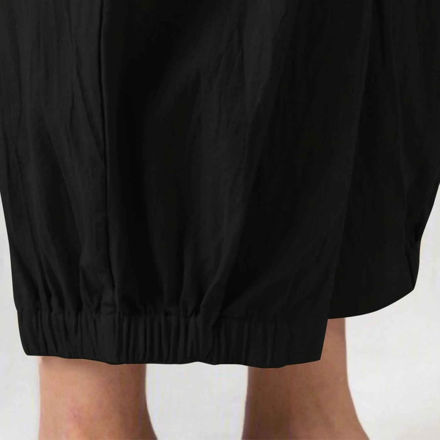 SMIDOW Women's Capris and Cropped Pants Dressy Casual Cotton Linen Pant Elastic High Waist Loose Wide Leg Long Trousers