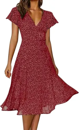 Summer Dresses for Women 2024 Plus Size Wedding Guest Short Sleeve Tank Smocked Spaghetti Strap Color Block Midi Dresses for Women Formal Winter Plus Size Sundresses for Women 3X 4X, 009-wine