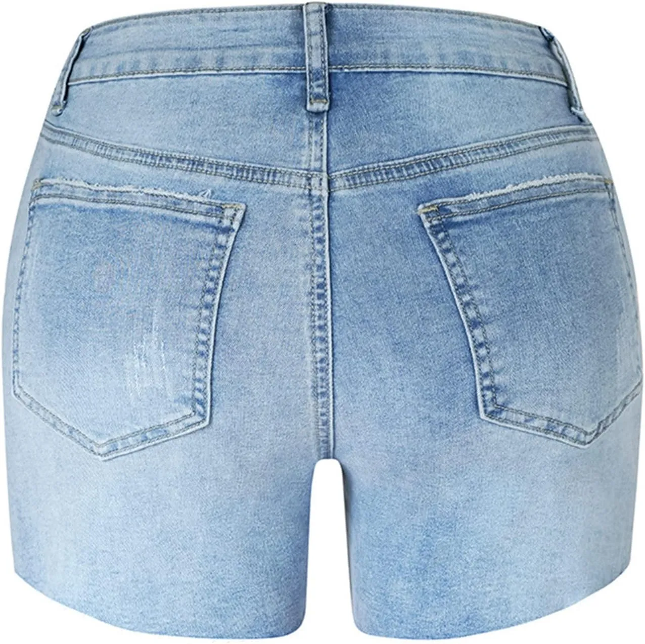 Summer Women High Waisted Jean Shorts Skinny Stretchy Denim Shorts Frayed Raw Hem Distressed Ripped Short Jeans