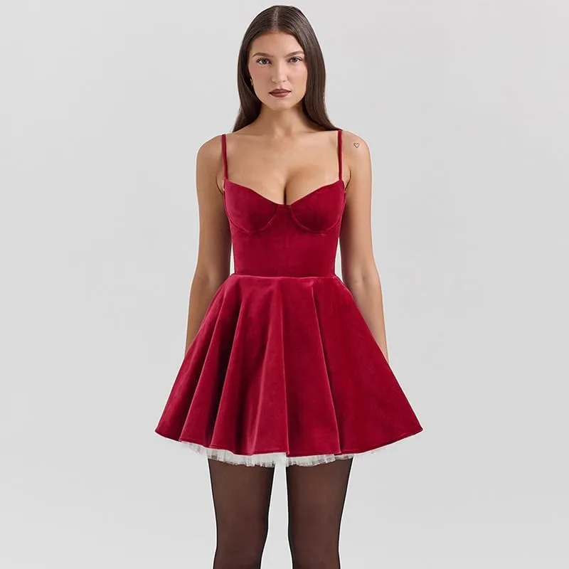 Suspender Dress Women's V-Neck Sexy Backless Lace Patchwork Dress Sleeveless A Line Pleated Casual Flowy Dress