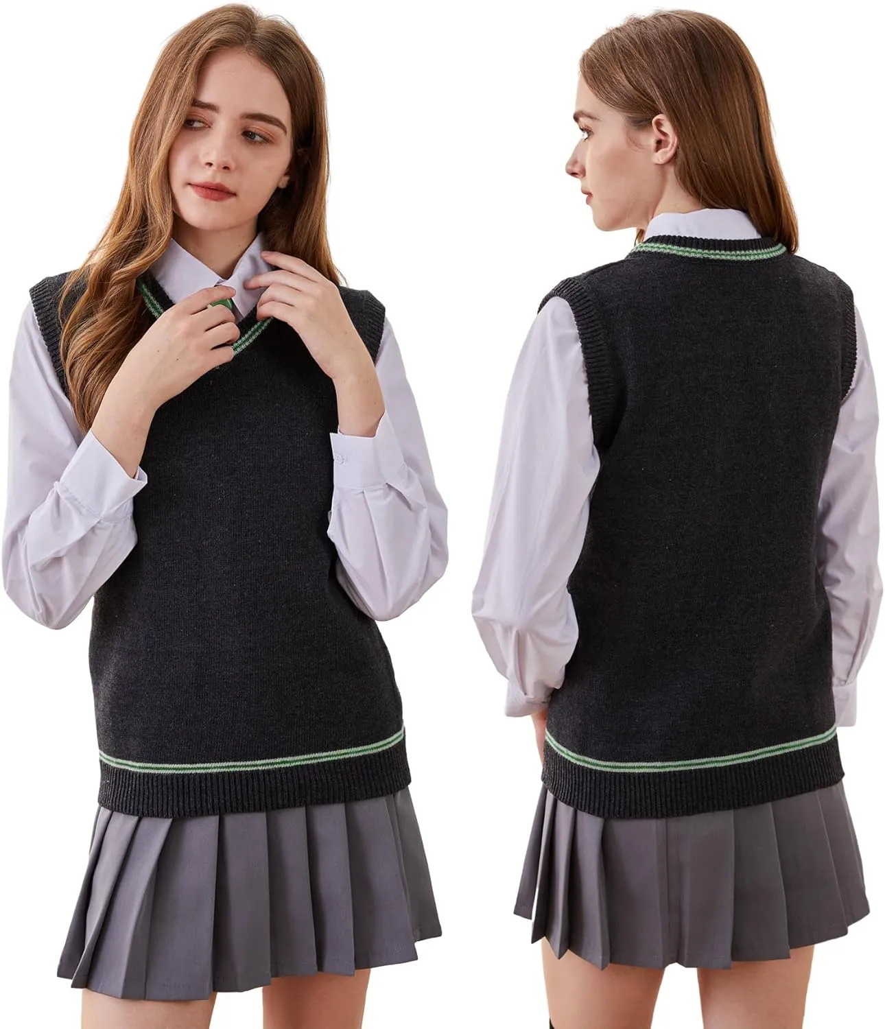 Sweater Vest Knit V-Neck Sleeveless Pullover Halloween Cosplay Costumes Cardigan Vest Waistcoat Unisex Fall Winter