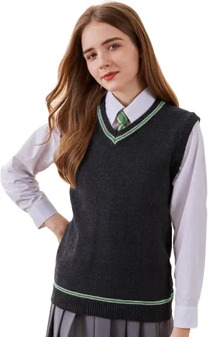 Sweater Vest Knit V-Neck Sleeveless Pullover Halloween Cosplay Costumes Cardigan Vest Waistcoat Unisex Fall Winter