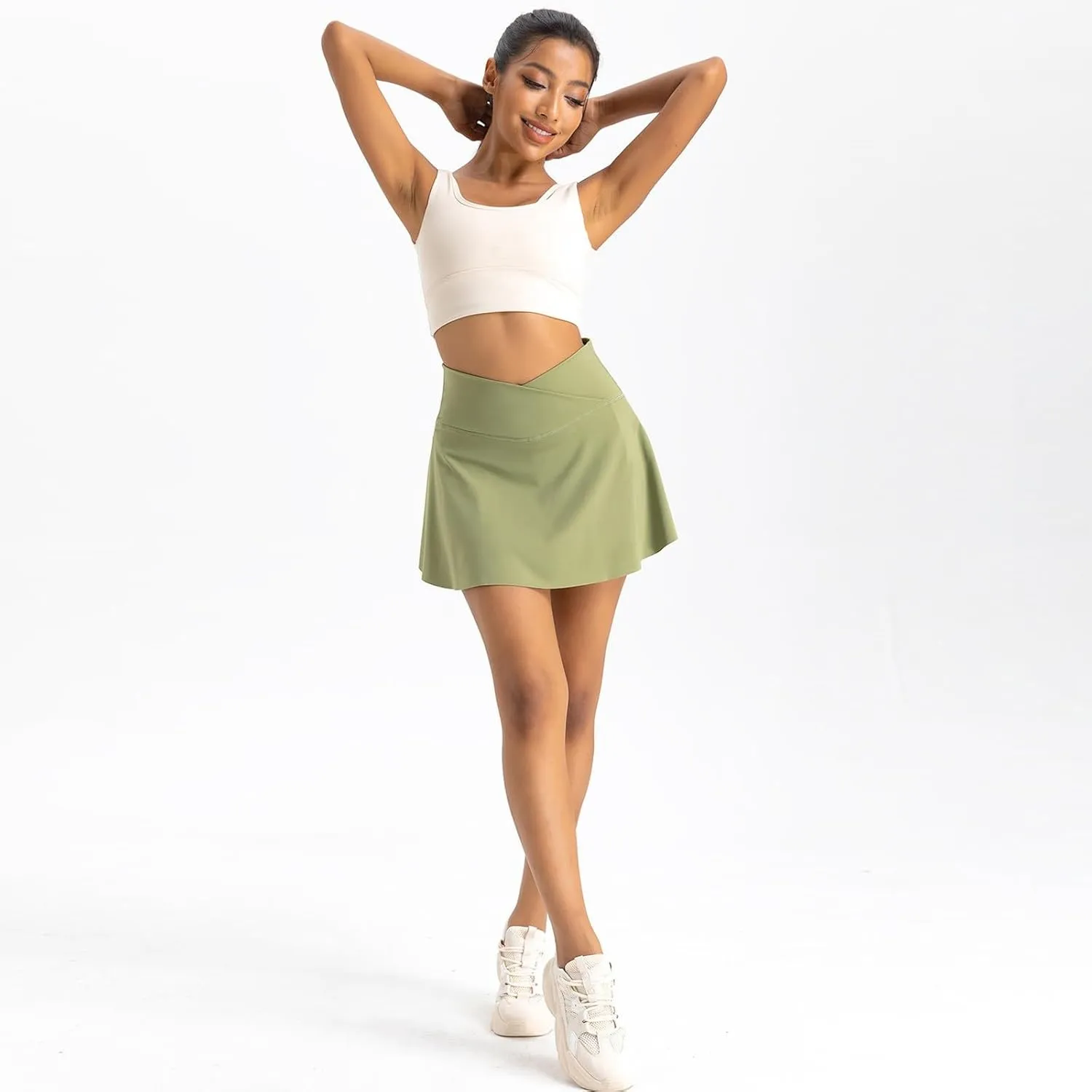 Tennis Skirts for Women with Shorts Summer Built-in Shorts Crossover Tennis Golf Workout Skirts Short with Pockets